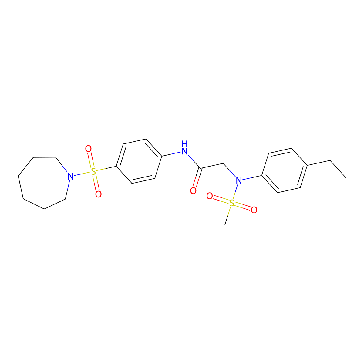 N-[4-(azepan-1-ylsulfonyl)phenyl]-2-(4-ethyl-N-methylsulfonylanilino)acetamide molecular structure, CAS 701944-42-5