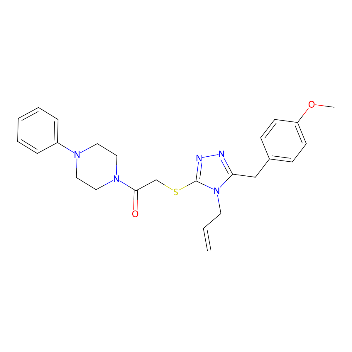 2-[[5-[(4-Methoxyphenyl)methyl]-4-prop-2-enyl-1,2,4-triazol-3-yl]sulfanyl]-1-(4-phenylpiperazin-1-yl)ethanone molecular structure, CAS 701944-64-1