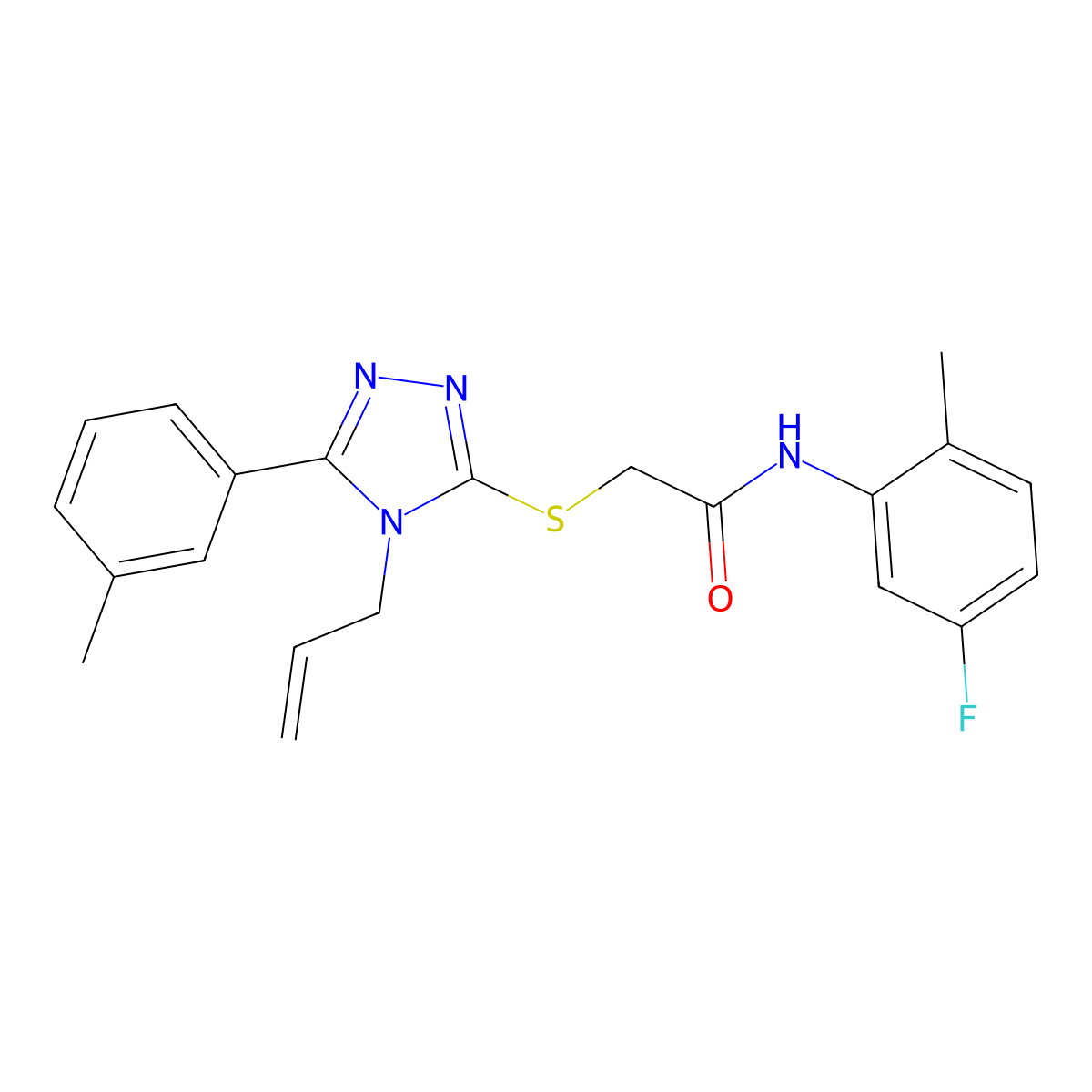 N-(5-fluoro-2-methylphenyl)-2-[[5-(3-methylphenyl)-4-prop-2-enyl-1,2,4-triazol-3-yl]sulfanyl]acetamide molecular structure, CAS 701944-77-6