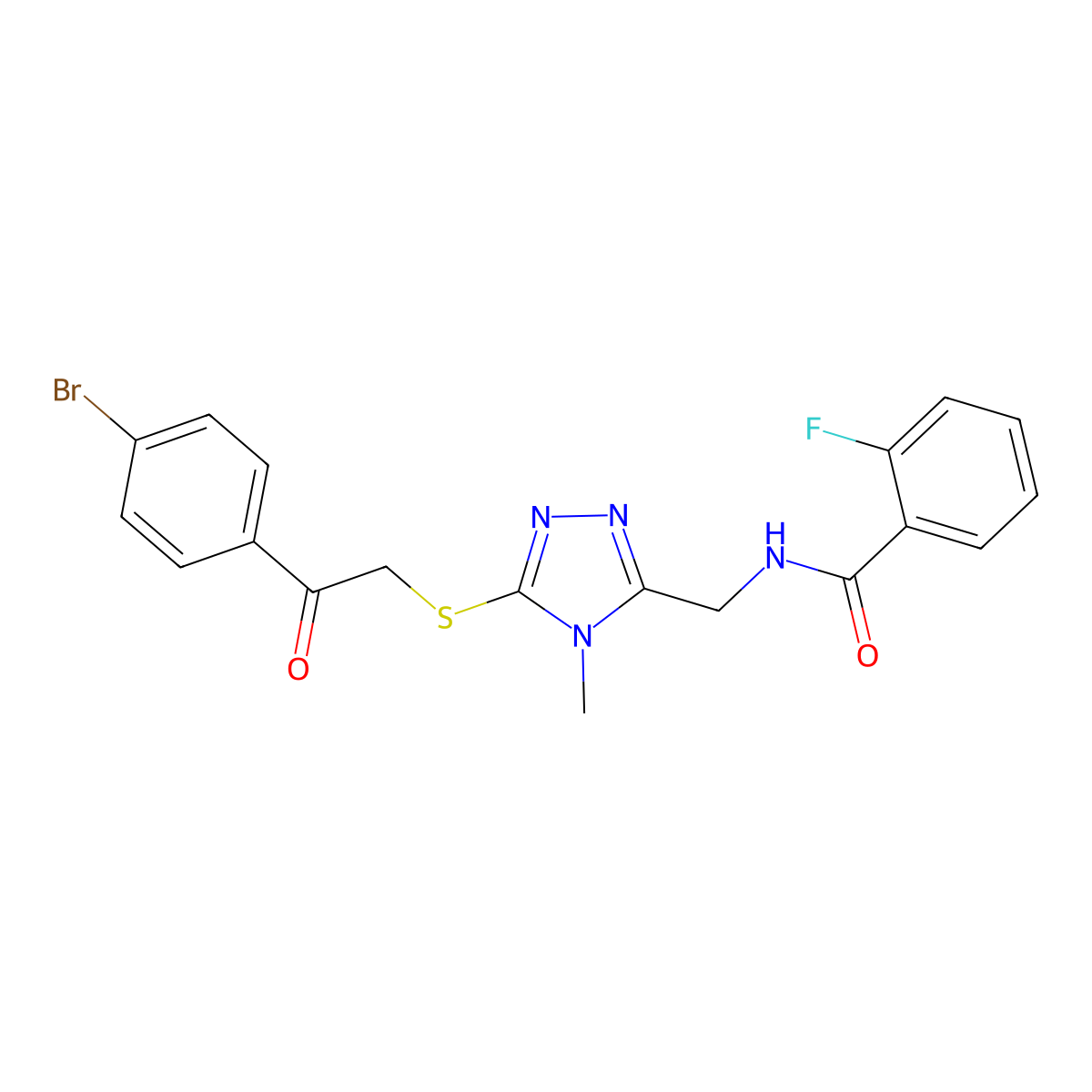 N-[[5-[2-(4-bromophenyl)-2-oxoethyl]sulfanyl-4-methyl-1,2,4-triazol-3-yl]methyl]-2-fluorobenzamide molecular structure, CAS 701944-88-9