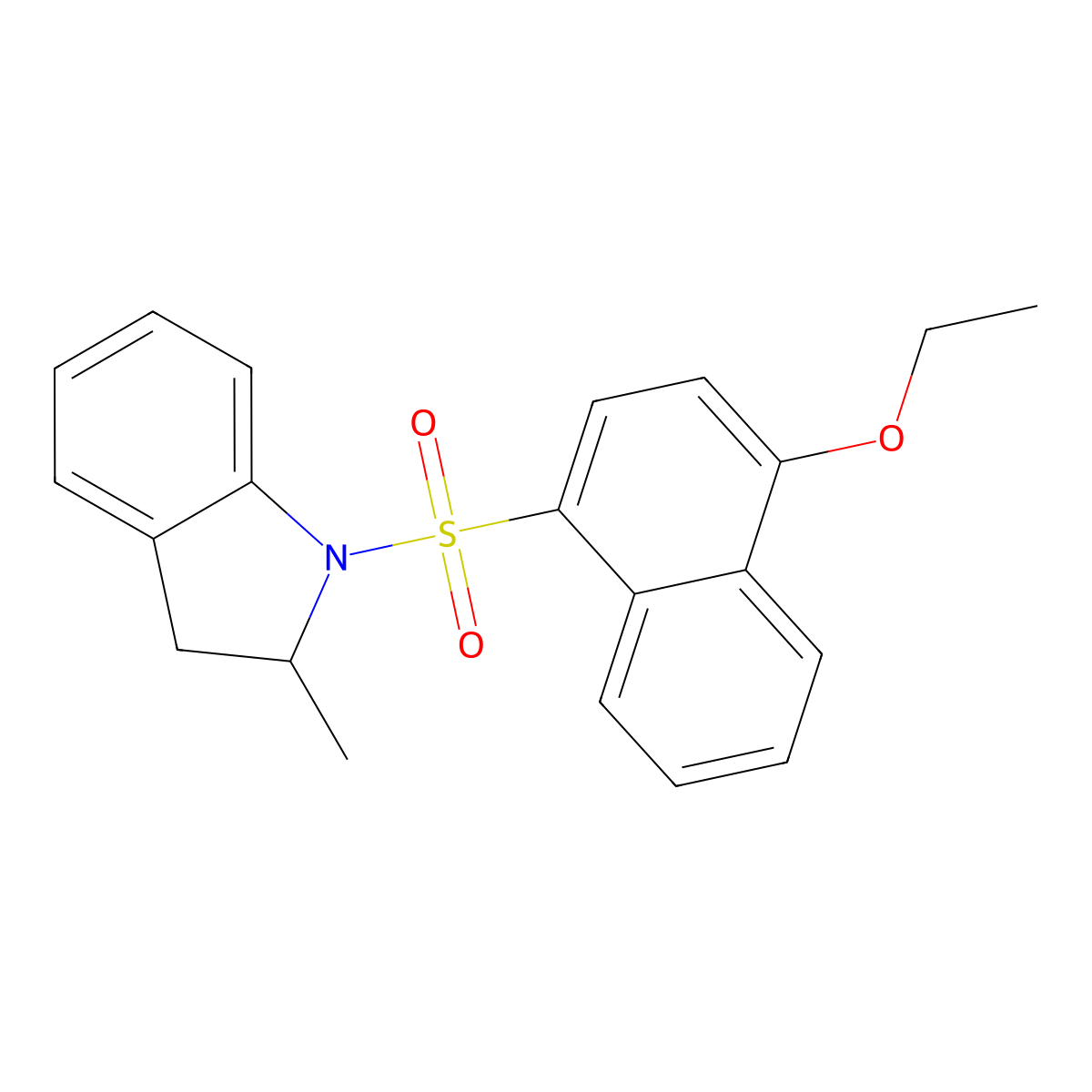 1-[(4-Ethoxynaphthyl)sulfonyl]-2-methylindoline molecular structure, CAS 701945-16-6