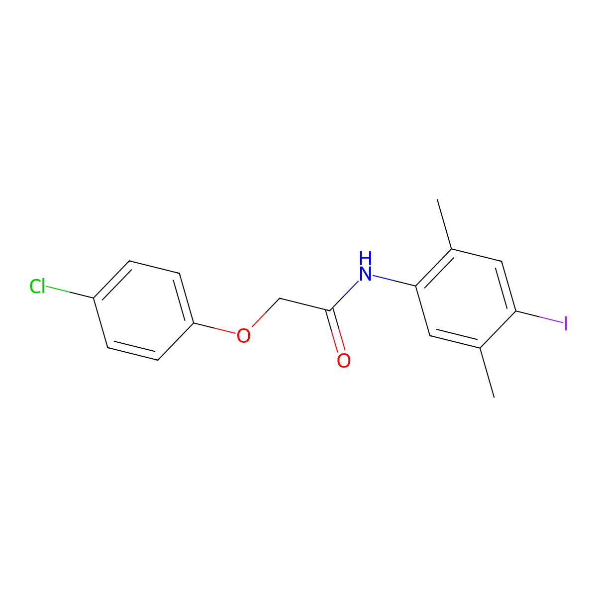 2-(4-chlorophenoxy)-N-(4-iodo-2,5-dimethylphenyl)acetamide molecular structure, CAS 701945-30-4