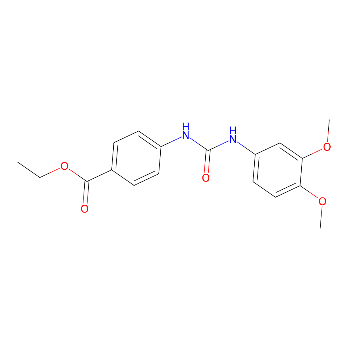 Ethyl 4-({[(3,4-dimethoxyphenyl)amino]carbonyl}amino)benzoate molecular structure, CAS 701945-37-1