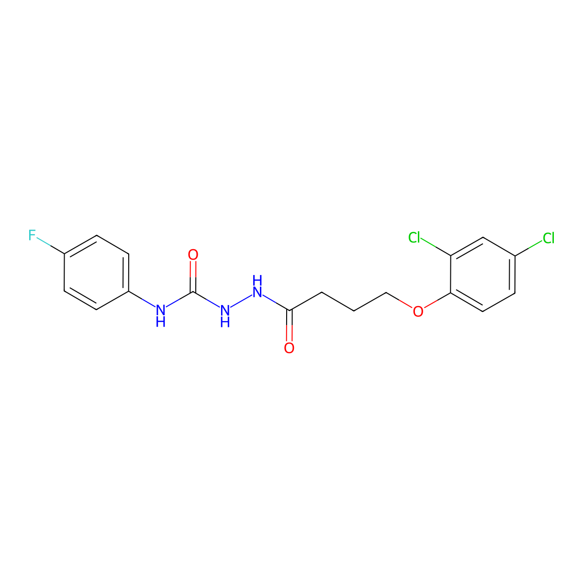 1-[4-(2,4-Dichlorophenoxy)butanoylamino]-3-(4-fluorophenyl)urea molecular structure, CAS 701945-45-1