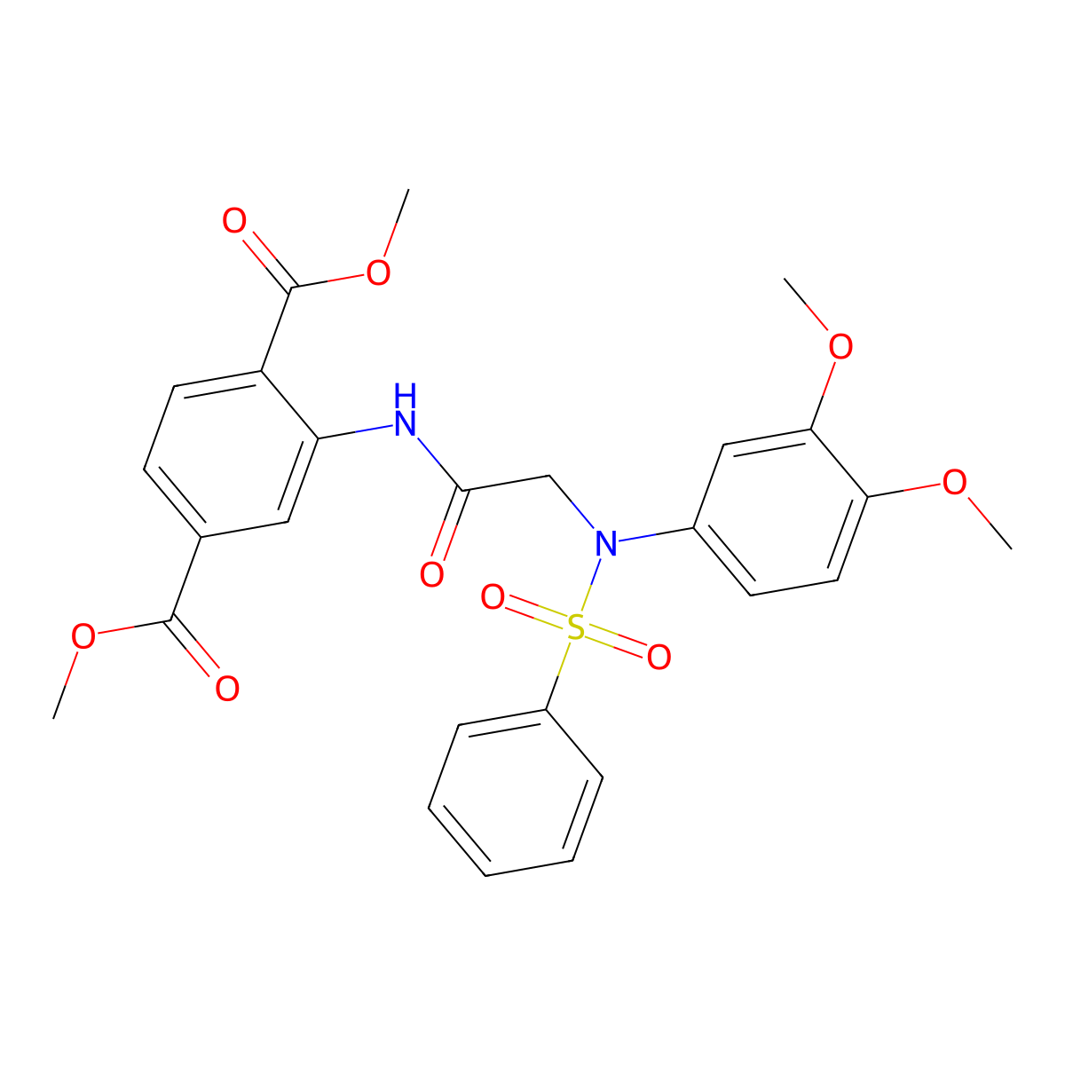 dimethyl 2-{[N-(3,4-dimethoxyphenyl)-N-(phenylsulfonyl)glycyl]amino}benzene-1,4-dicarboxylate molecular structure, CAS 701945-46-2