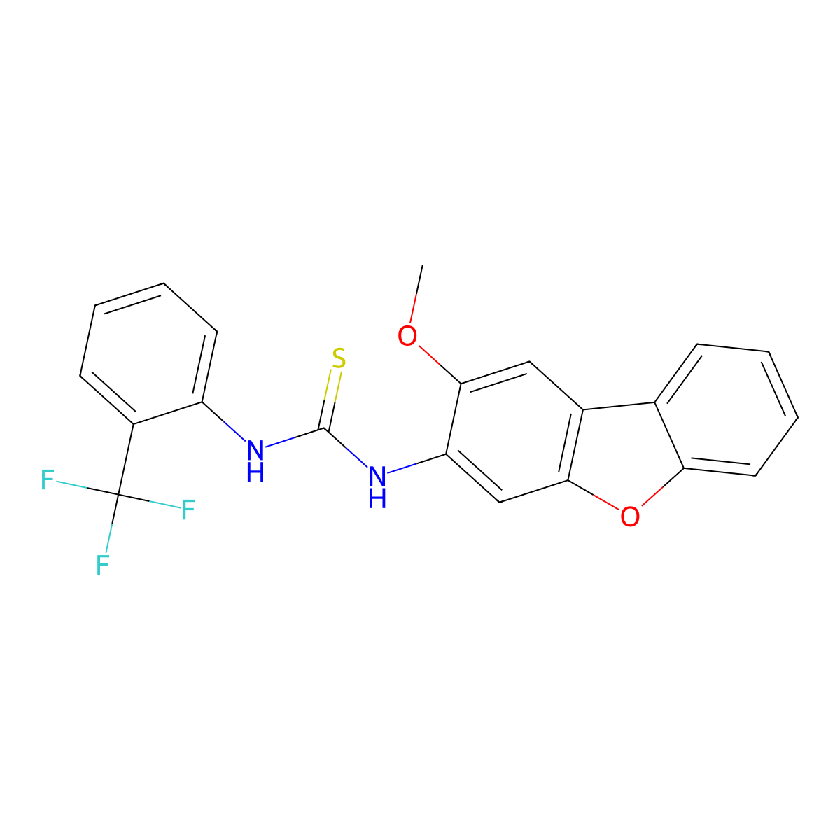 1-(2-Methoxydibenzofuran-3-yl)-3-[2-(trifluoromethyl)phenyl]thiourea molecular structure, CAS 701945-47-3
