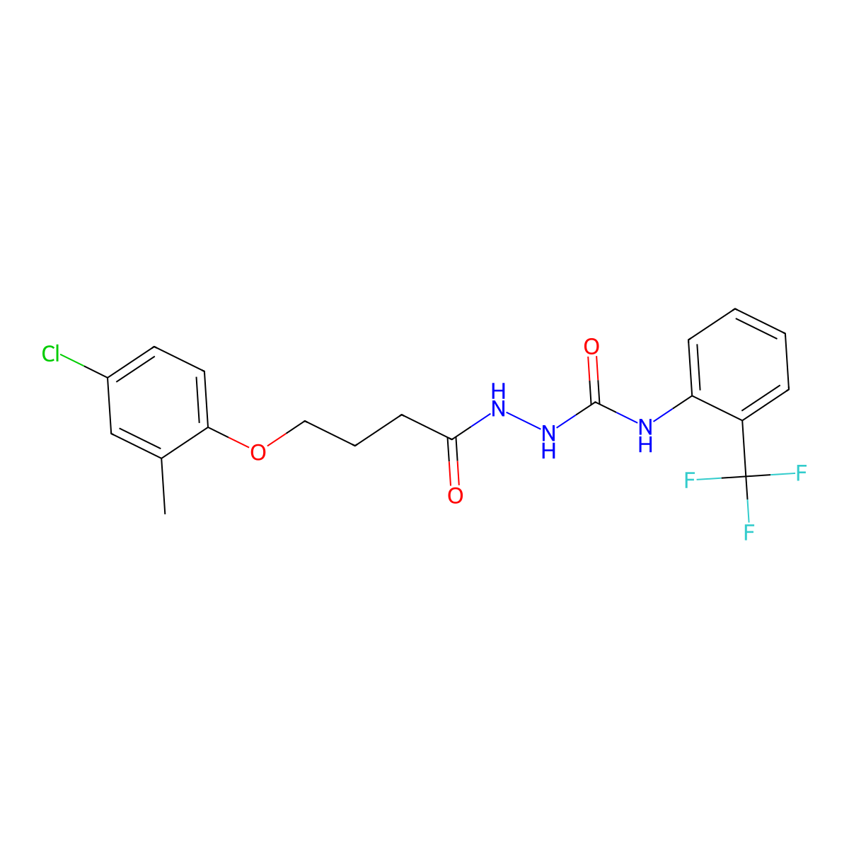 1-[4-(4-Chloro-2-methylphenoxy)butanoylamino]-3-[2-(trifluoromethyl)phenyl]urea molecular structure, CAS 701945-71-3