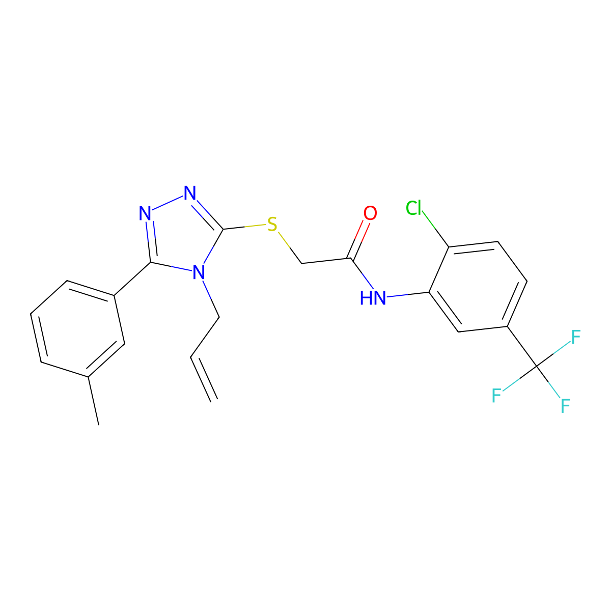 N-[2-chloro-5-(trifluoromethyl)phenyl]-2-{[5-(3-methylphenyl)-4-(prop-2-en-1-yl)-4H-1,2,4-triazol-3-yl]sulfanyl}acetamide molecular structure, CAS 701945-72-4
