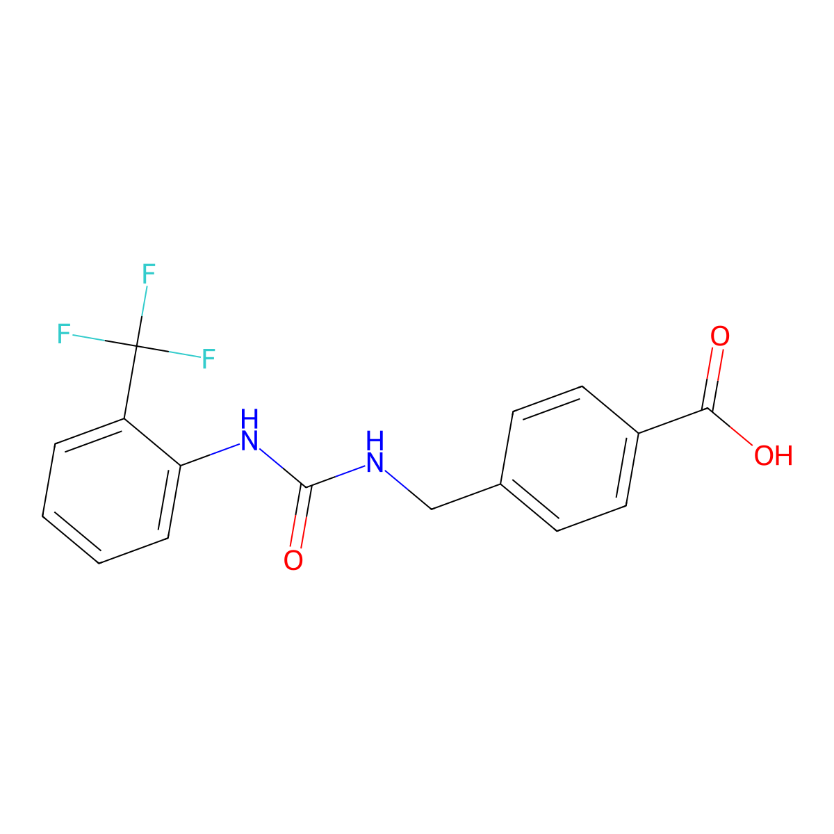 4-[({[2-(Trifluoromethyl)phenyl]carbamoyl}amino)methyl]benzoic acid molecular structure, CAS 701945-79-1