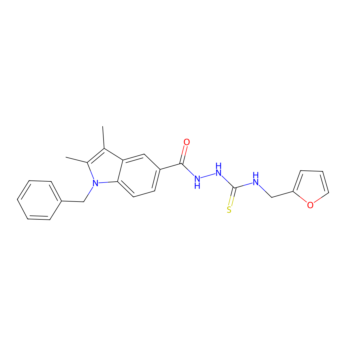 1-[(1-Benzyl-2,3-dimethylindole-5-carbonyl)amino]-3-(furan-2-ylmethyl)thiourea molecular structure, CAS 701945-89-3