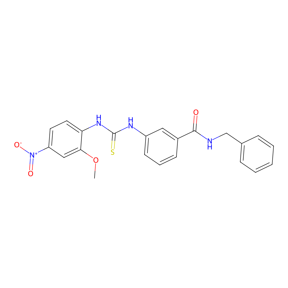 N-benzyl-3-[(2-methoxy-4-nitrophenyl)carbamothioylamino]benzamide molecular structure, CAS 701945-93-9