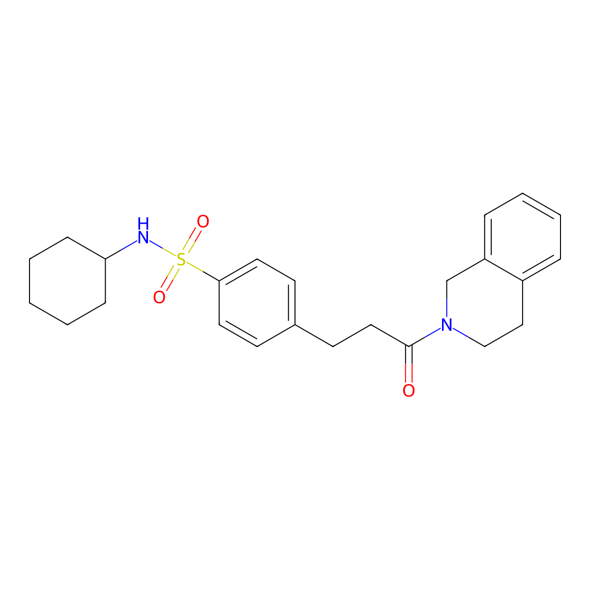 N-cyclohexyl-4-[3-(3,4-dihydroisoquinolin-2(1H)-yl)-3-oxopropyl]benzenesulfonamide molecular structure, CAS 701946-06-7
