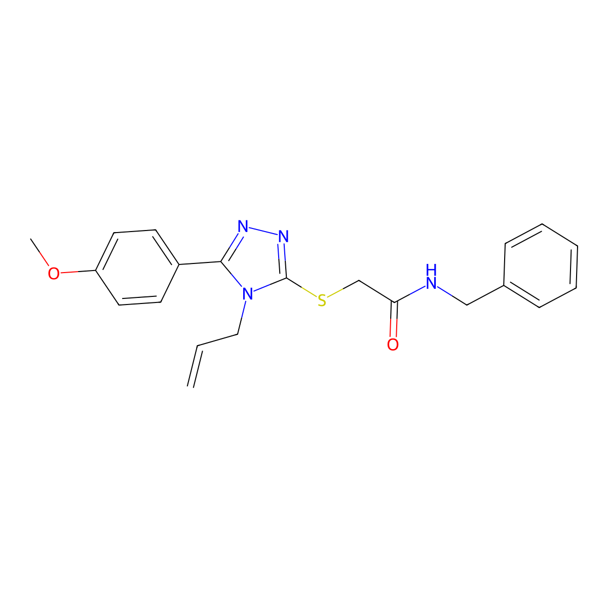 N-benzyl-2-[[5-(4-methoxyphenyl)-4-prop-2-enyl-1,2,4-triazol-3-yl]sulfanyl]acetamide molecular structure, CAS 701946-18-1