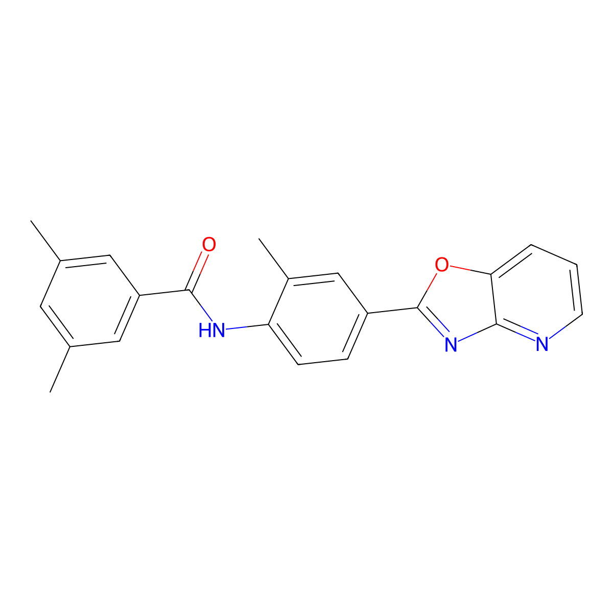 3,5-dimethyl-N-[2-methyl-4-([1,3]oxazolo[4,5-b]pyridin-2-yl)phenyl]benzamide molecular structure, CAS 701946-24-9