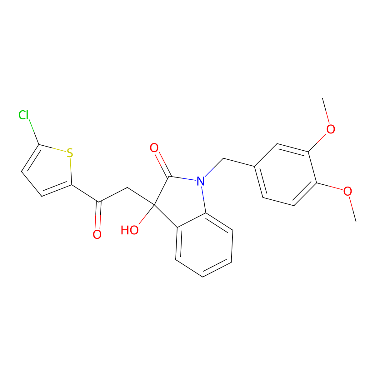 3-[2-(5-Chlorothiophen-2-yl)-2-oxoethyl]-1-[(3,4-dimethoxyphenyl)methyl]-3-hydroxyindol-2-one molecular structure, CAS 701946-28-3