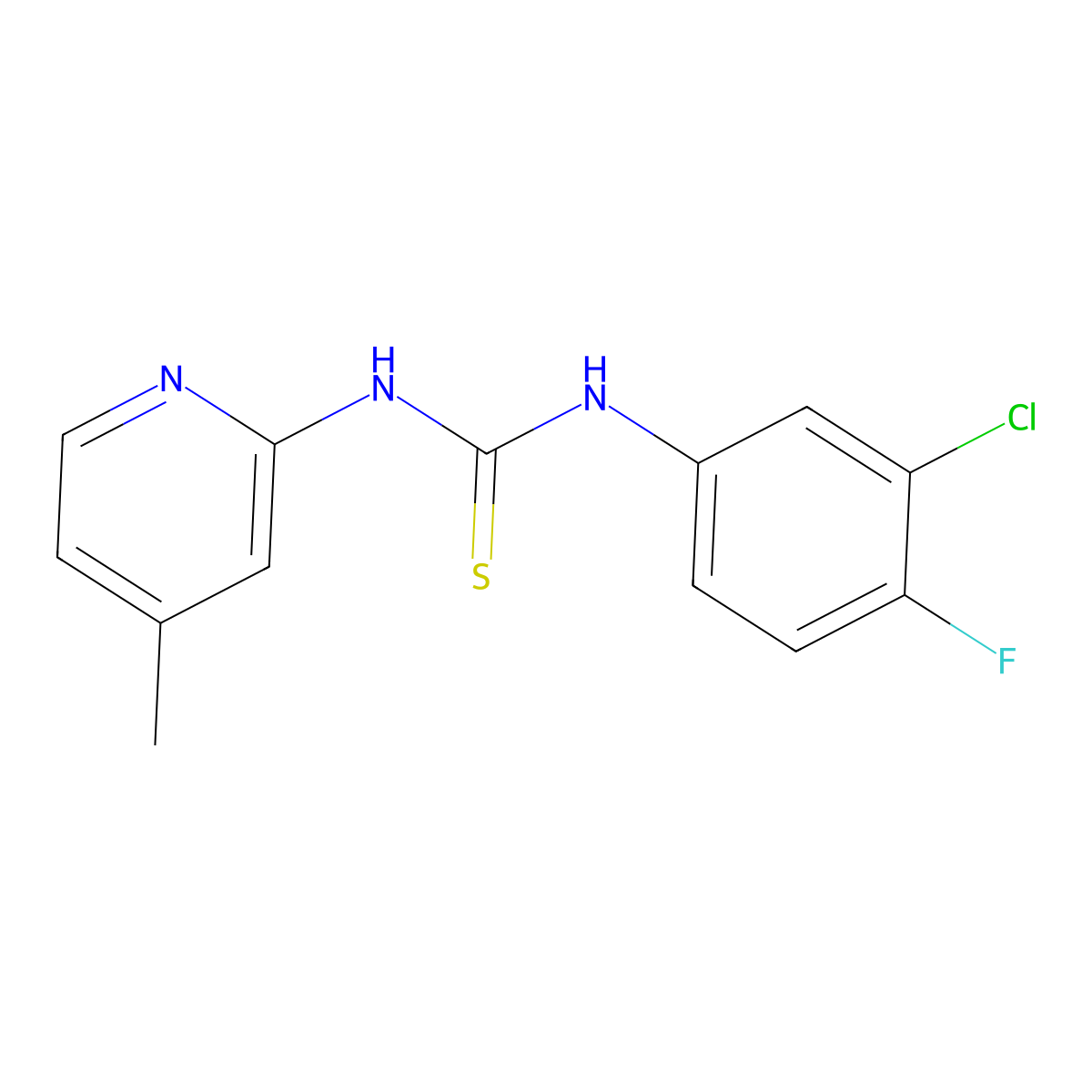 1-(3-Chloro-4-fluorophenyl)-3-(4-methylpyridin-2-yl)thiourea molecular structure, CAS 701946-32-9