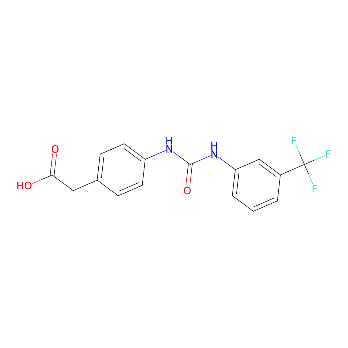 [4-({[3-(Trifluoromethyl)phenyl]carbamoyl}amino)phenyl]acetic acid molecular structure, CAS 701946-37-4