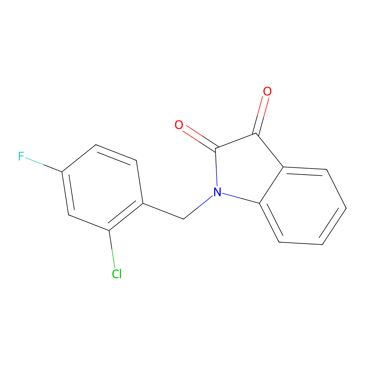 1-(2-chloro-4-fluorobenzyl)-1H-indole-2,3-dione molecular structure, CAS 701946-42-1