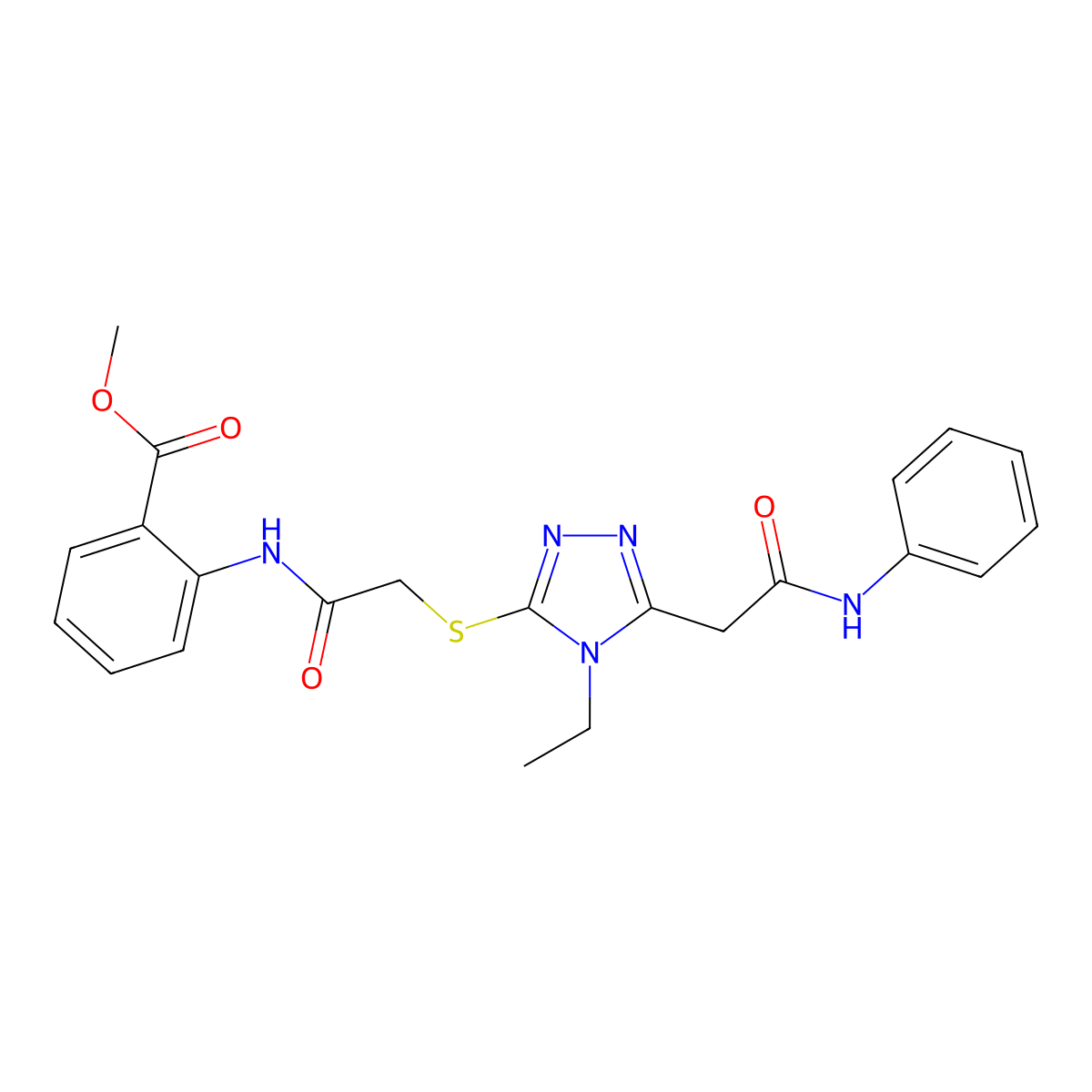 methyl 2-[({[5-(2-anilino-2-oxoethyl)-4-ethyl-4H-1,2,4-triazol-3-yl]thio}acetyl)amino]benzoate molecular structure, CAS 701946-59-0