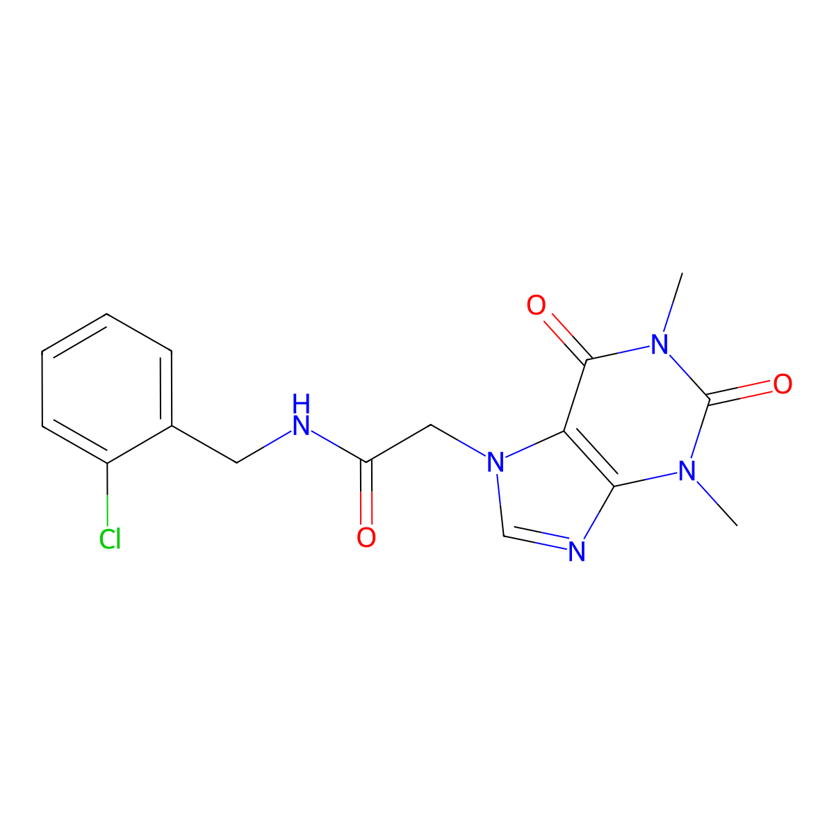 N-[(2-chlorophenyl)methyl]-2-(1,3-dimethyl-2,6-dioxopurin-7-yl)acetamide molecular structure, CAS 701946-61-4
