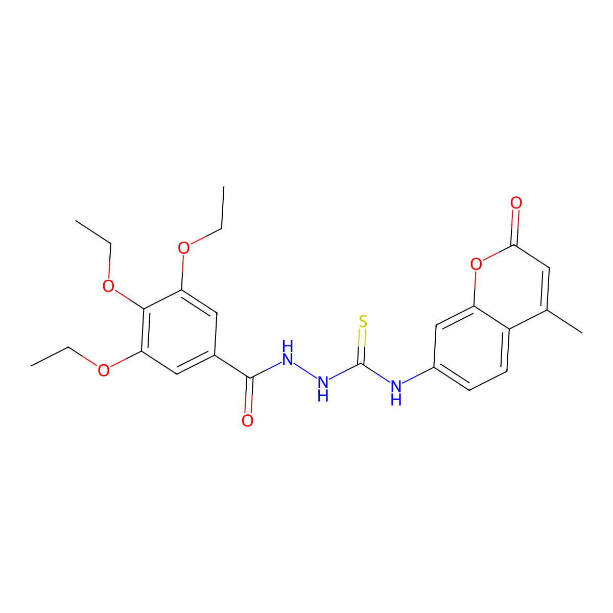 1-(4-Methyl-2-oxochromen-7-yl)-3-[(3,4,5-triethoxybenzoyl)amino]thiourea molecular structure, CAS 701946-99-8