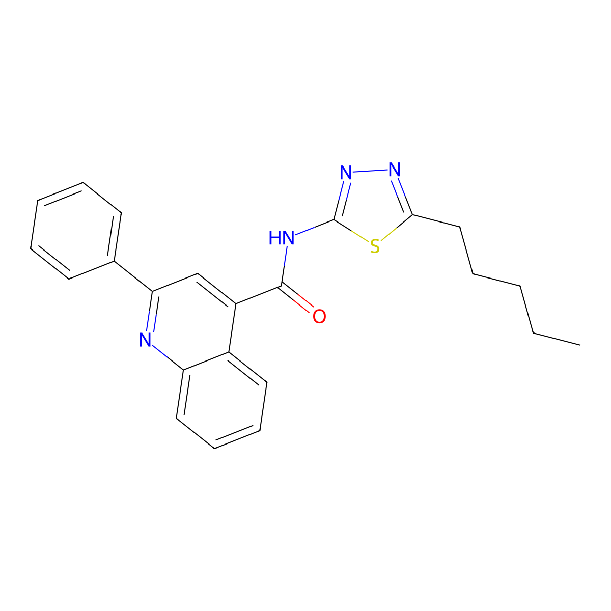 N-(5-pentyl-1,3,4-thiadiazol-2-yl)-2-phenylquinoline-4-carboxamide molecular structure, CAS 701947-21-9
