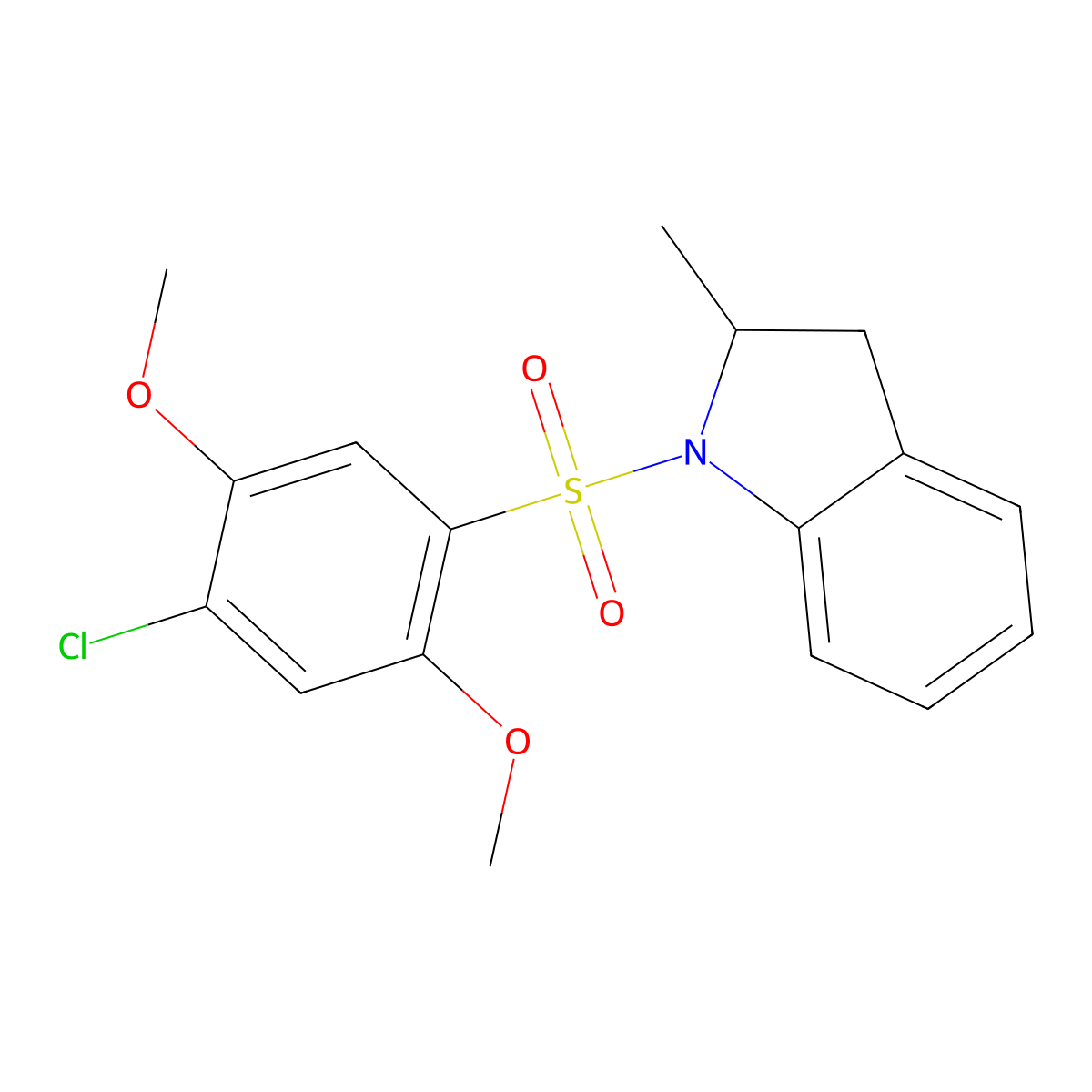 4-Chloro-2,5-dimethoxy-1-[(2-methylindolinyl)sulfonyl]benzene molecular structure, CAS 701947-29-7
