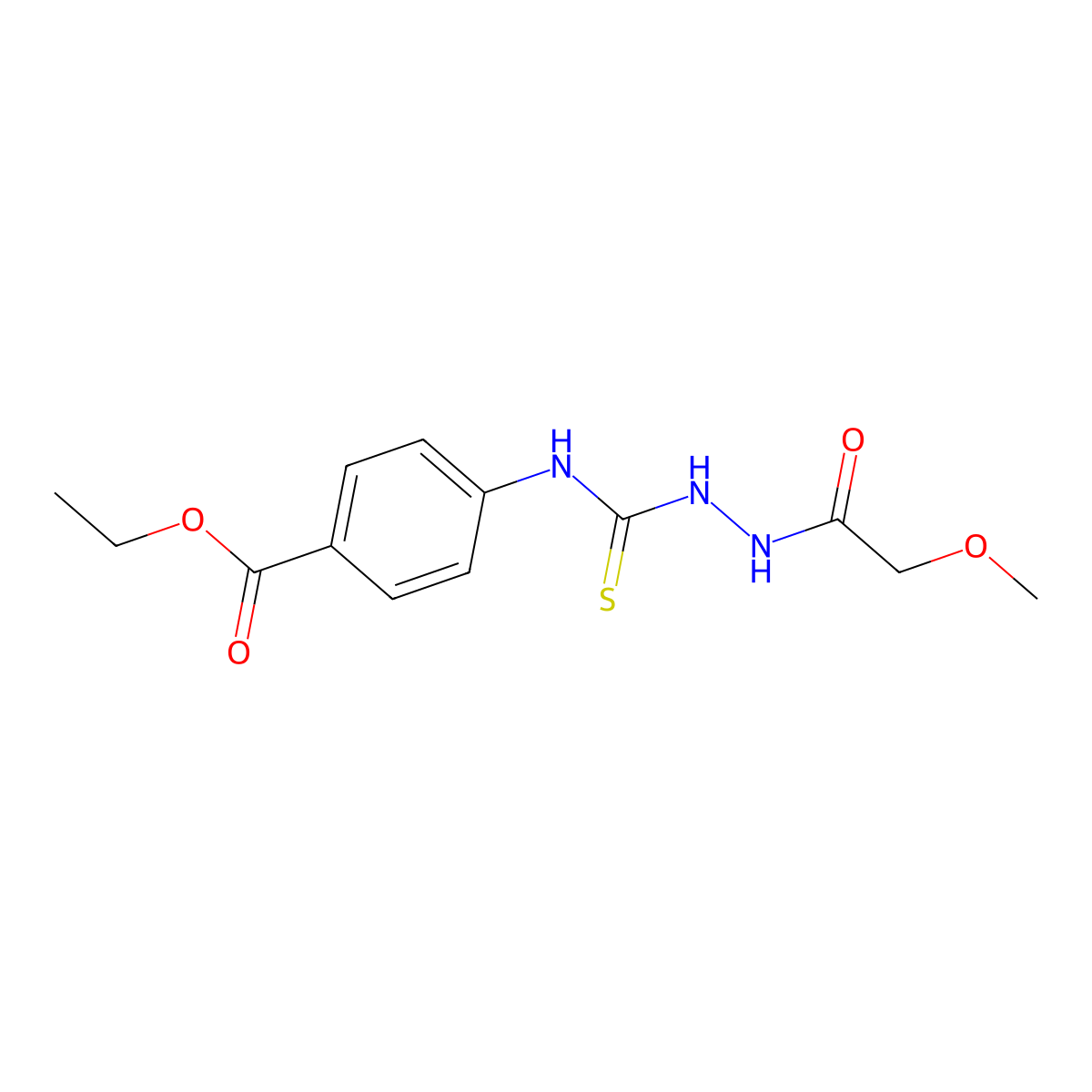 Ethyl 4-[[(2-methoxyacetyl)amino]carbamothioylamino]benzoate molecular structure, CAS 701947-38-8