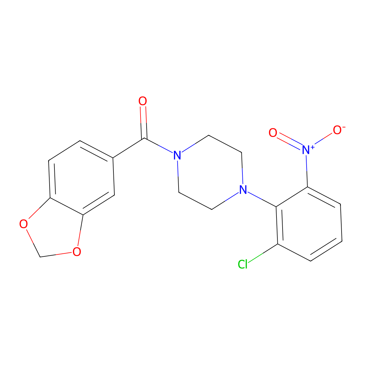 1,3-Benzodioxol-5-yl[4-(2-chloro-6-nitrophenyl)piperazin-1-yl]methanone molecular structure, CAS 701947-39-9