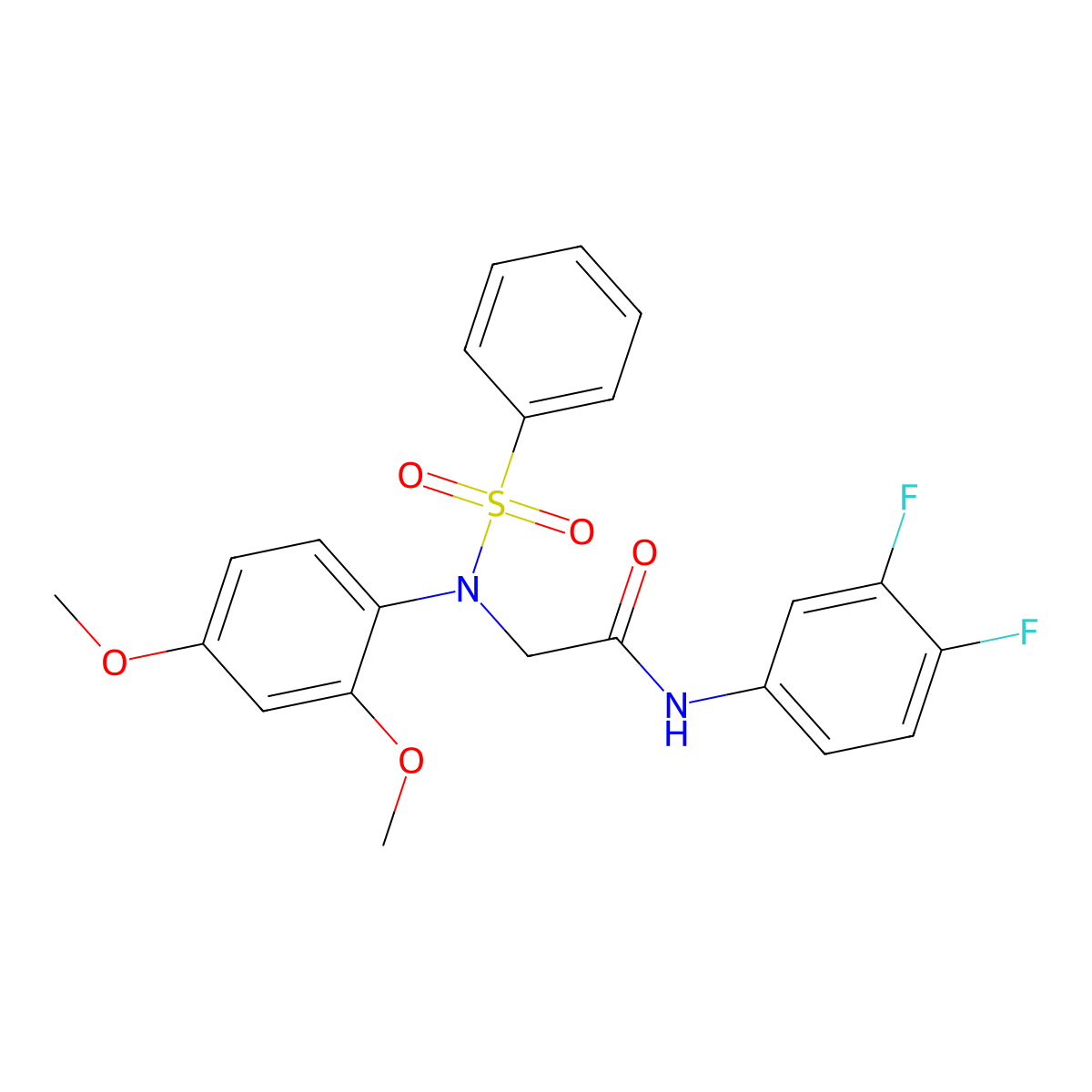 2-[N-(benzenesulfonyl)-2,4-dimethoxyanilino]-N-(3,4-difluorophenyl)acetamide molecular structure, CAS 701947-56-0
