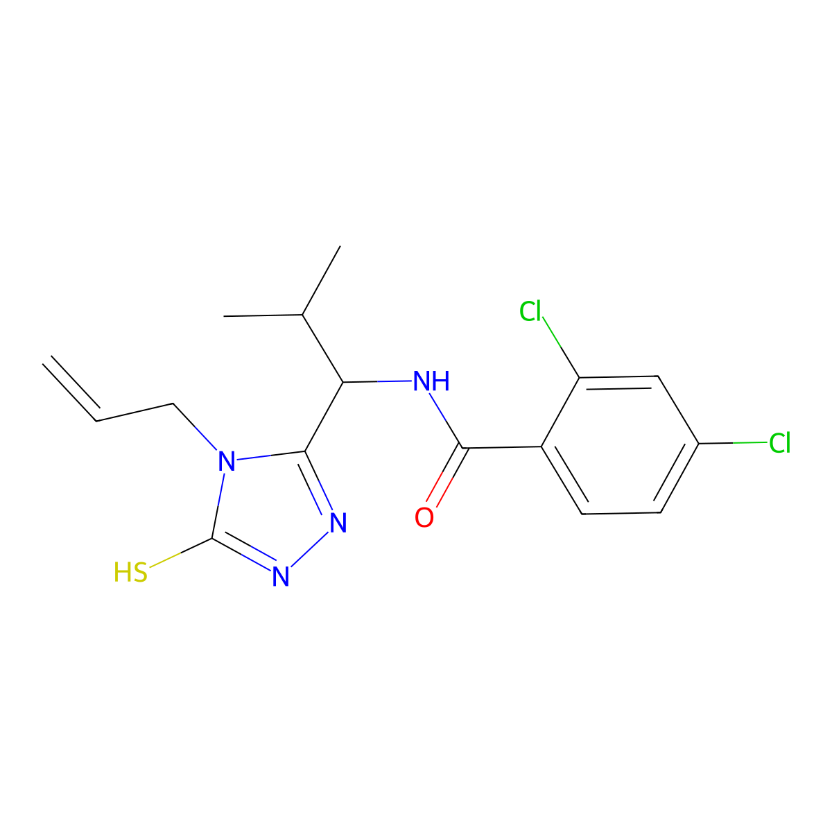 2,4-dichloro-N-[2-methyl-1-(4-prop-2-enyl-5-sulfanylidene-1H-1,2,4-triazol-3-yl)propyl]benzamide molecular structure, CAS 701948-17-6