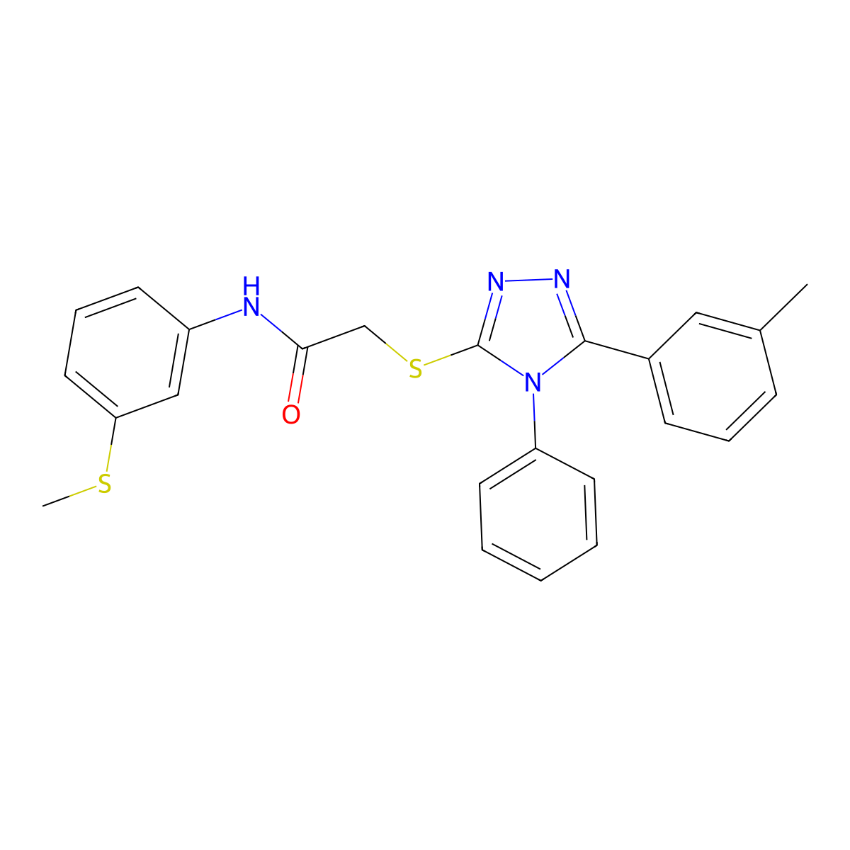 2-[[5-(3-methylphenyl)-4-phenyl-1,2,4-triazol-3-yl]sulfanyl]-N-(3-methylsulfanylphenyl)acetamide molecular structure, CAS 701948-18-7