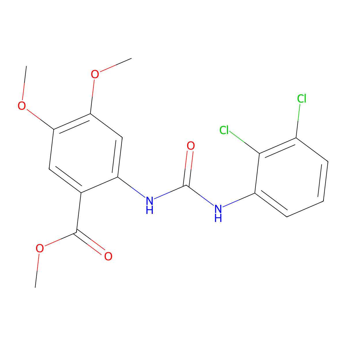 Methyl 2-{[(2,3-dichlorophenyl)carbamoyl]amino}-4,5-dimethoxybenzoate molecular structure, CAS 701948-30-3