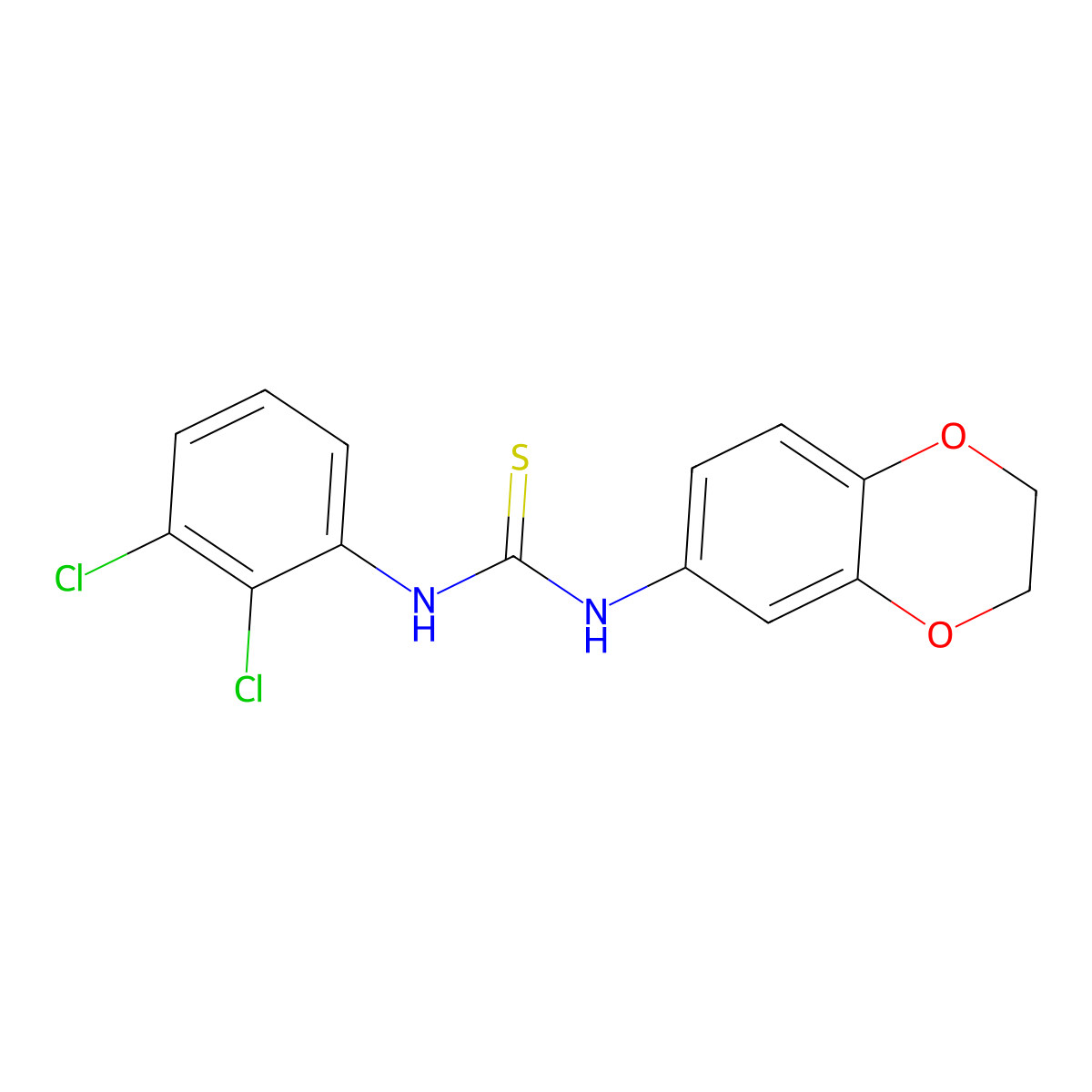 1-(2,3-Dichlorophenyl)-3-(2,3-dihydro-1,4-benzodioxin-6-yl)thiourea molecular structure, CAS 701948-39-2