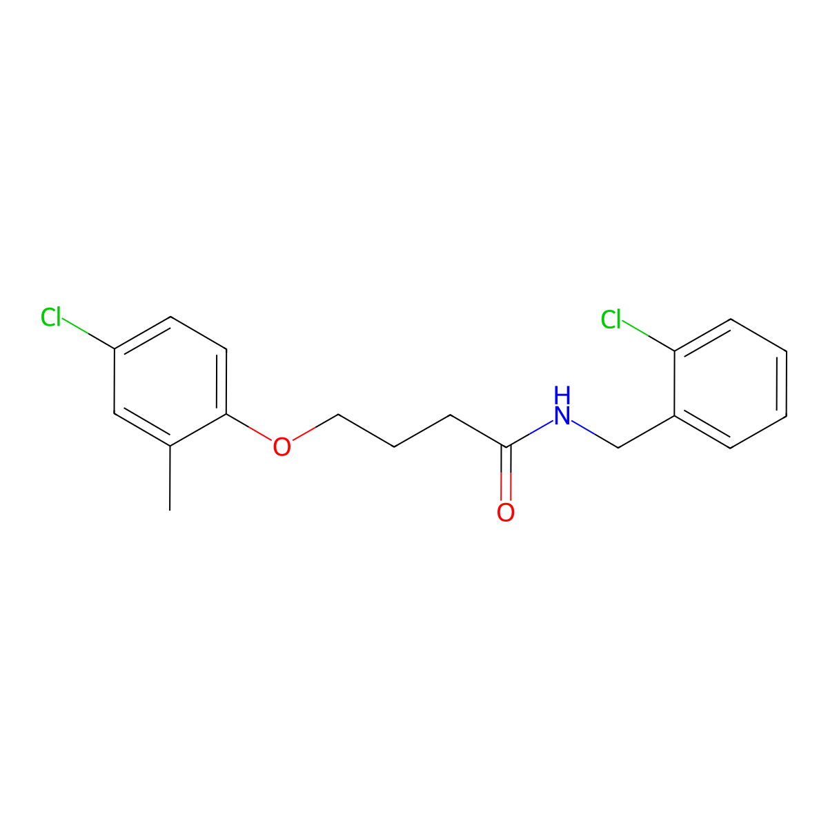 4-(4-chloro-2-methylphenoxy)-N-[(2-chlorophenyl)methyl]butanamide molecular structure, CAS 701948-52-9