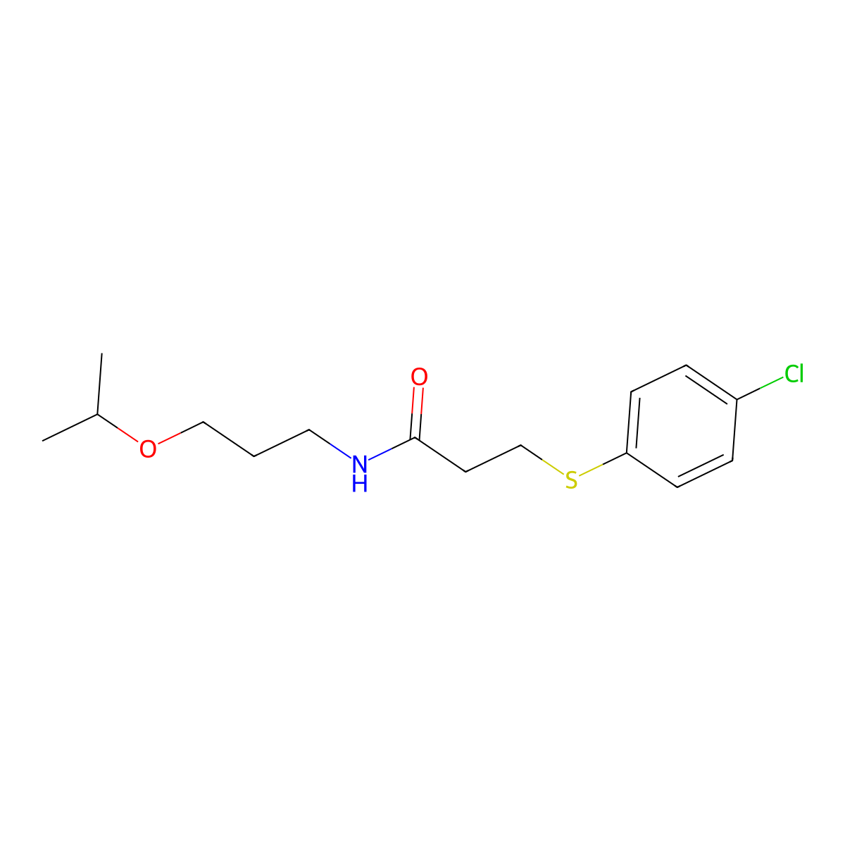 3-(4-chlorophenyl)sulfanyl-N-(3-propan-2-yloxypropyl)propanamide molecular structure, CAS 701948-54-1