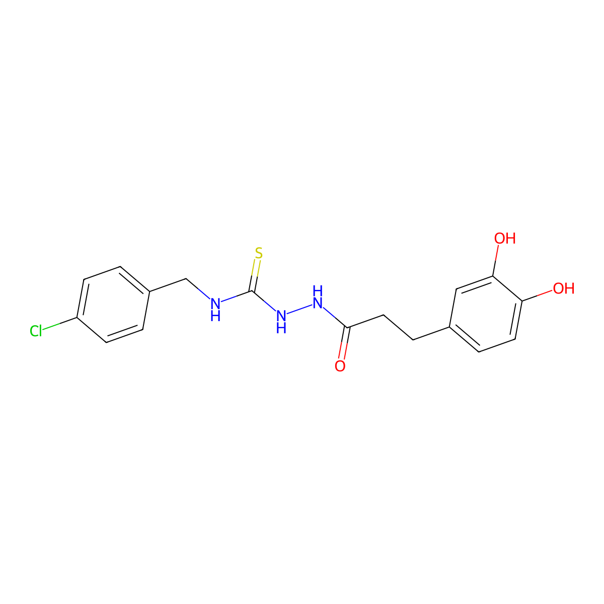 1-[(4-Chlorophenyl)methyl]-3-[3-(3,4-dihydroxyphenyl)propanoylamino]thiourea molecular structure, CAS 701948-62-1