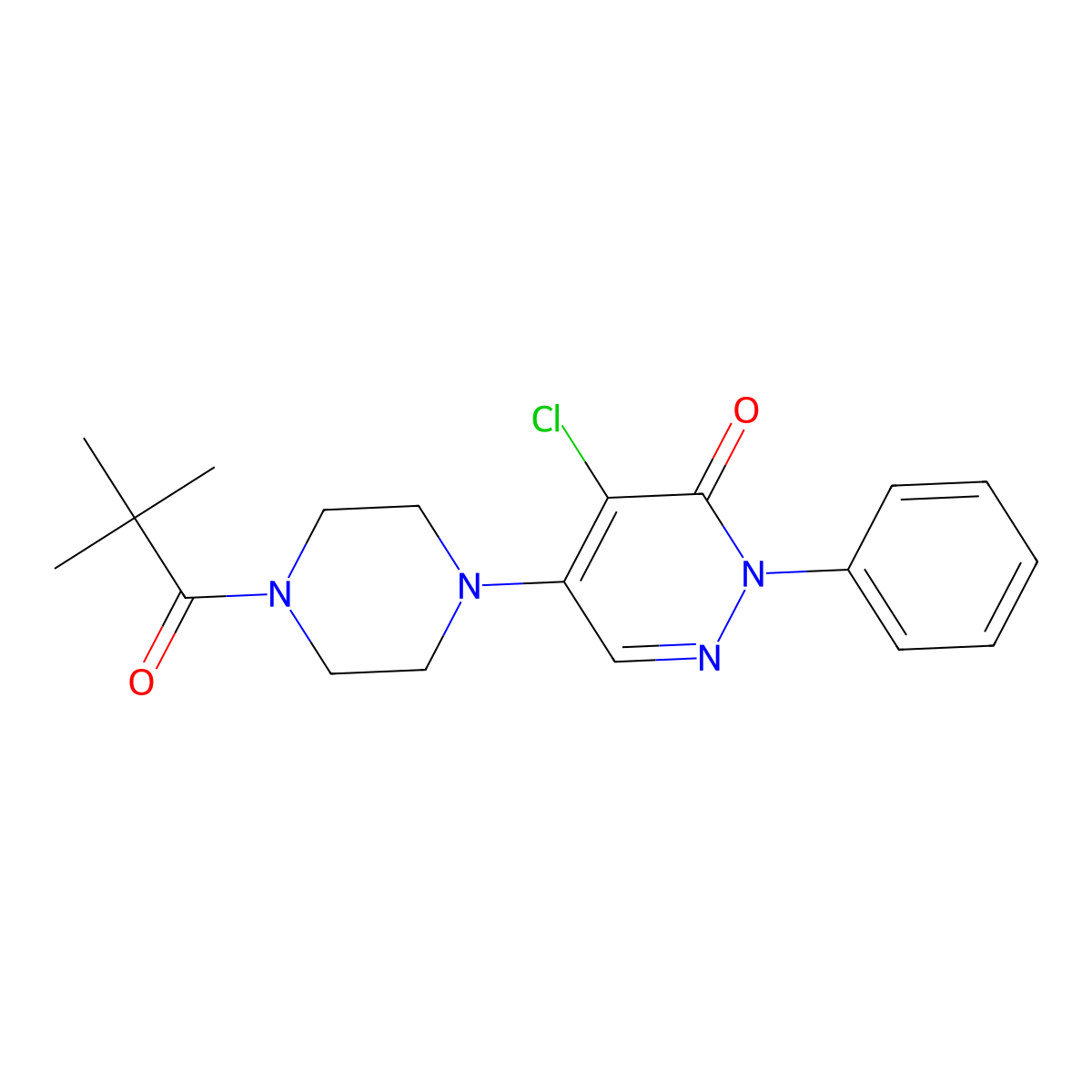 4-Chloro-5-[4-(2,2-dimethylpropanoyl)piperazin-1-yl]-2-phenylpyridazin-3-one molecular structure, CAS 701948-71-2