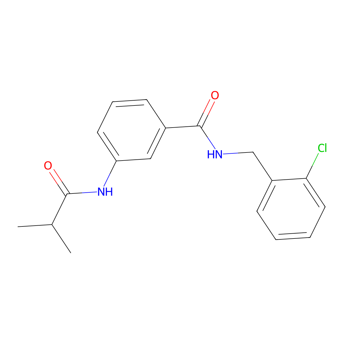 N-[(2-chlorophenyl)methyl]-3-(2-methylpropanoylamino)benzamide molecular structure, CAS 701948-98-3