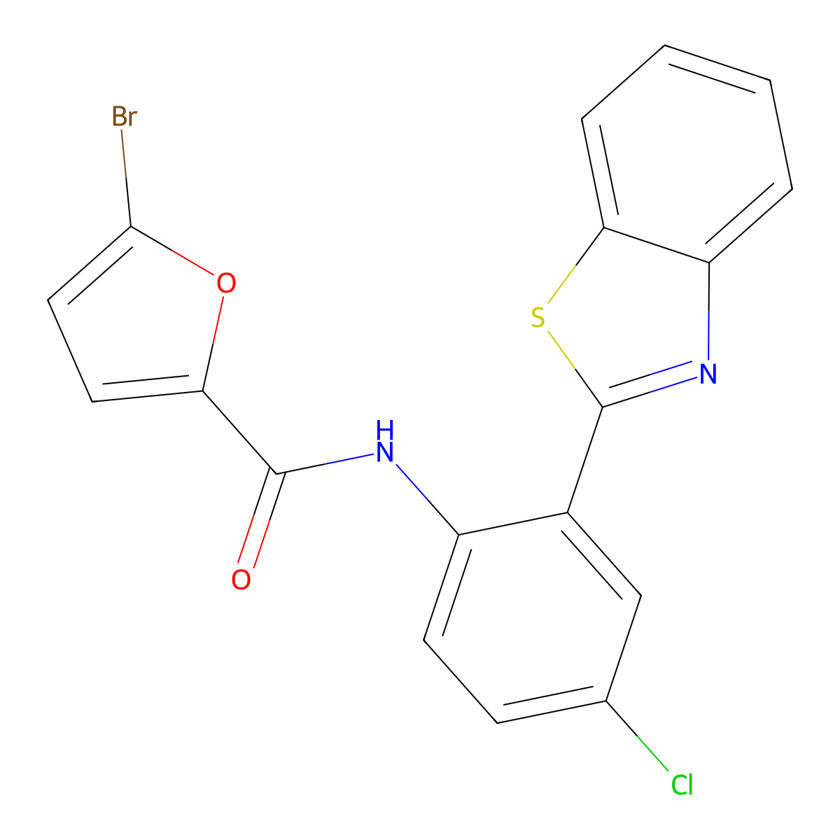 N-[2-(1,3-benzothiazol-2-yl)-4-chlorophenyl]-5-bromofuran-2-carboxamide molecular structure, CAS 701949-01-1