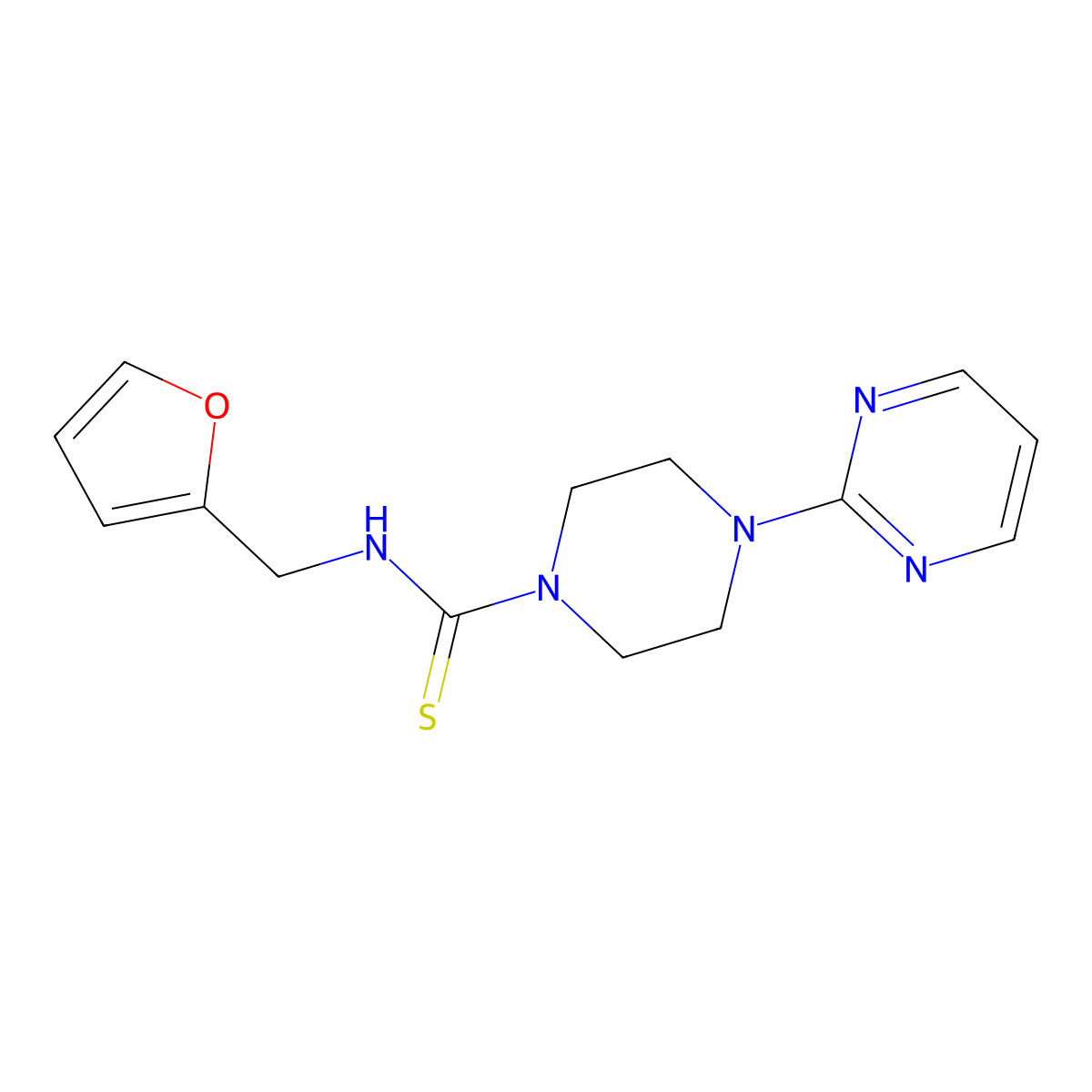 N-(furan-2-ylmethyl)-4-pyrimidin-2-ylpiperazine-1-carbothioamide molecular structure, CAS 701949-03-3
