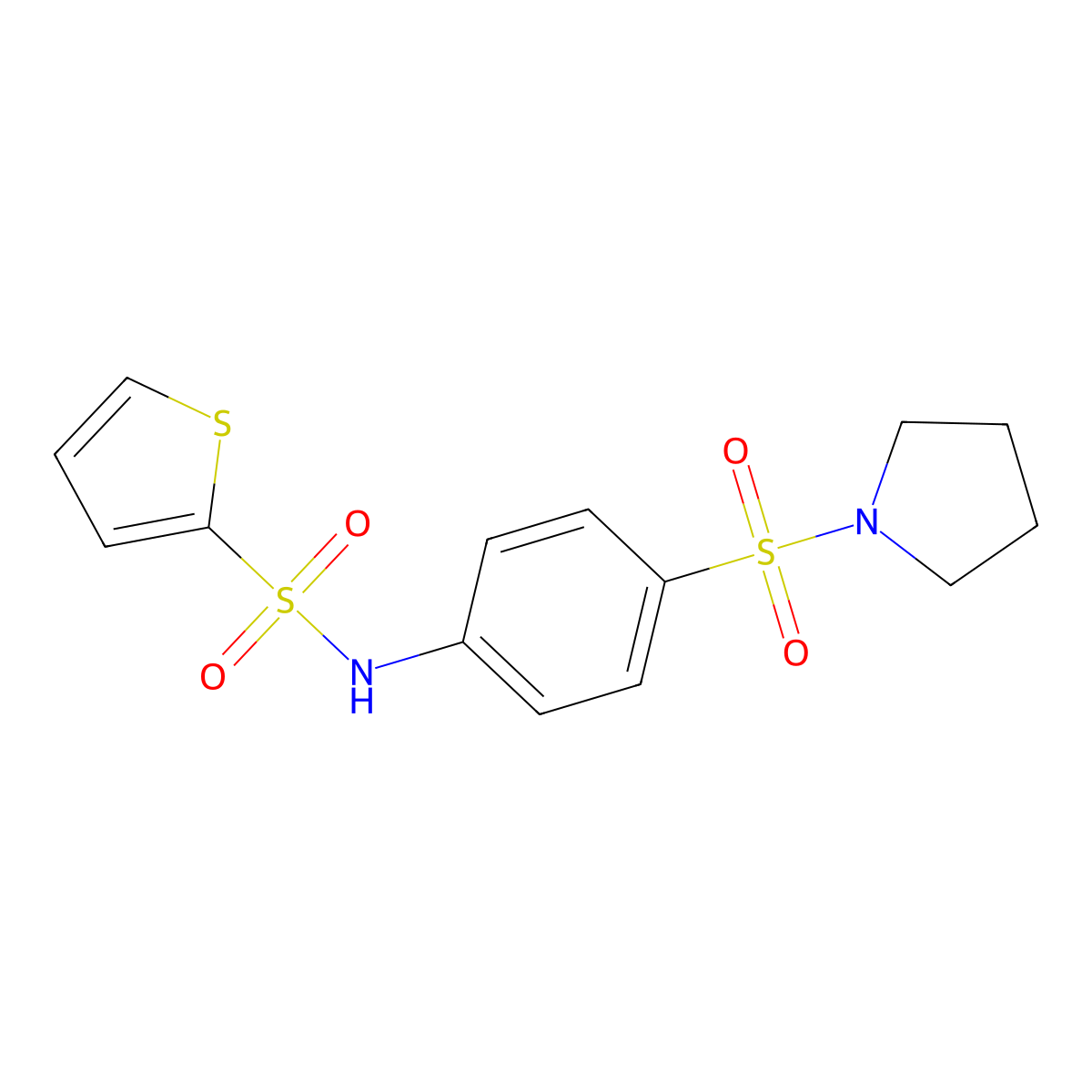 N-(4-pyrrolidin-1-ylsulfonylphenyl)thiophene-2-sulfonamide molecular structure, CAS 701949-04-4