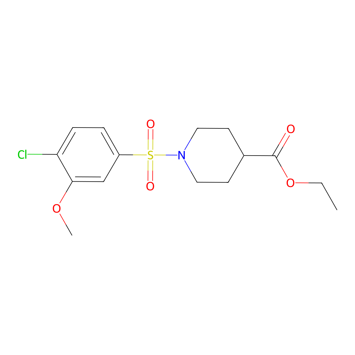 Ethyl 1-(4-chloro-3-methoxyphenyl)sulfonylpiperidine-4-carboxylate molecular structure, CAS 701949-40-8