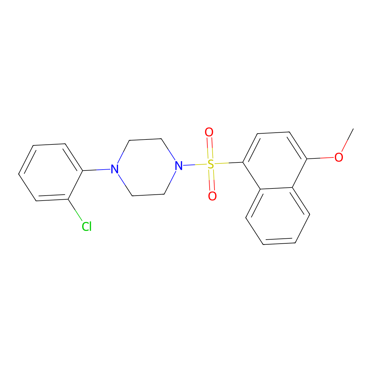 1-(2-Chlorophenyl)-4-(4-methoxynaphthalen-1-yl)sulfonylpiperazine molecular structure, CAS 701949-44-2
