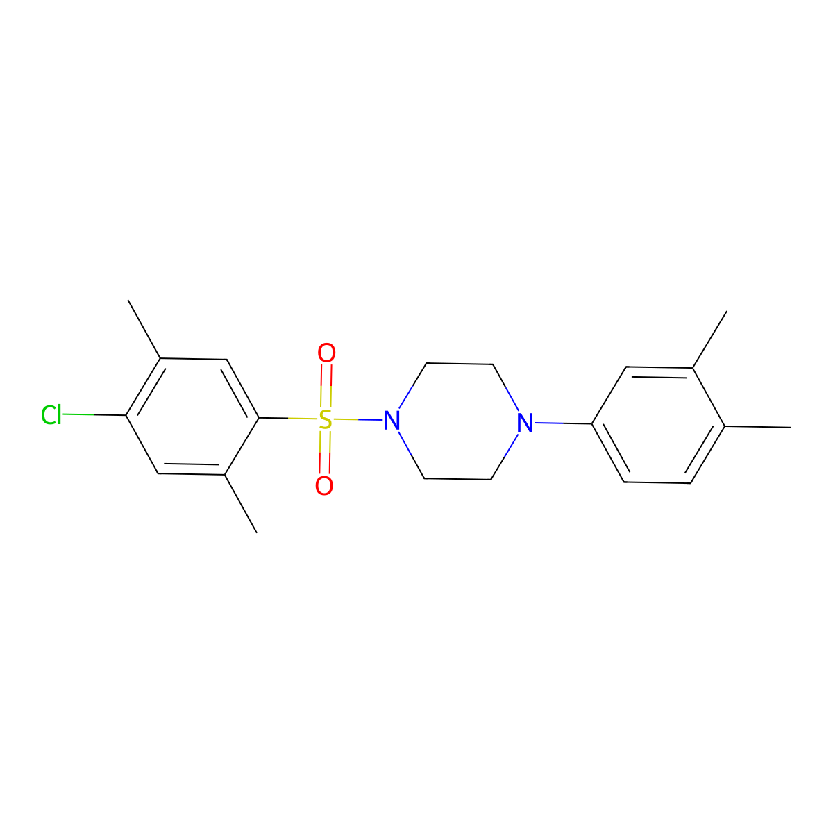 1-(4-Chloro-2,5-dimethylbenzenesulfonyl)-4-(3,4-dimethylphenyl)piperazine molecular structure, CAS 701949-54-4