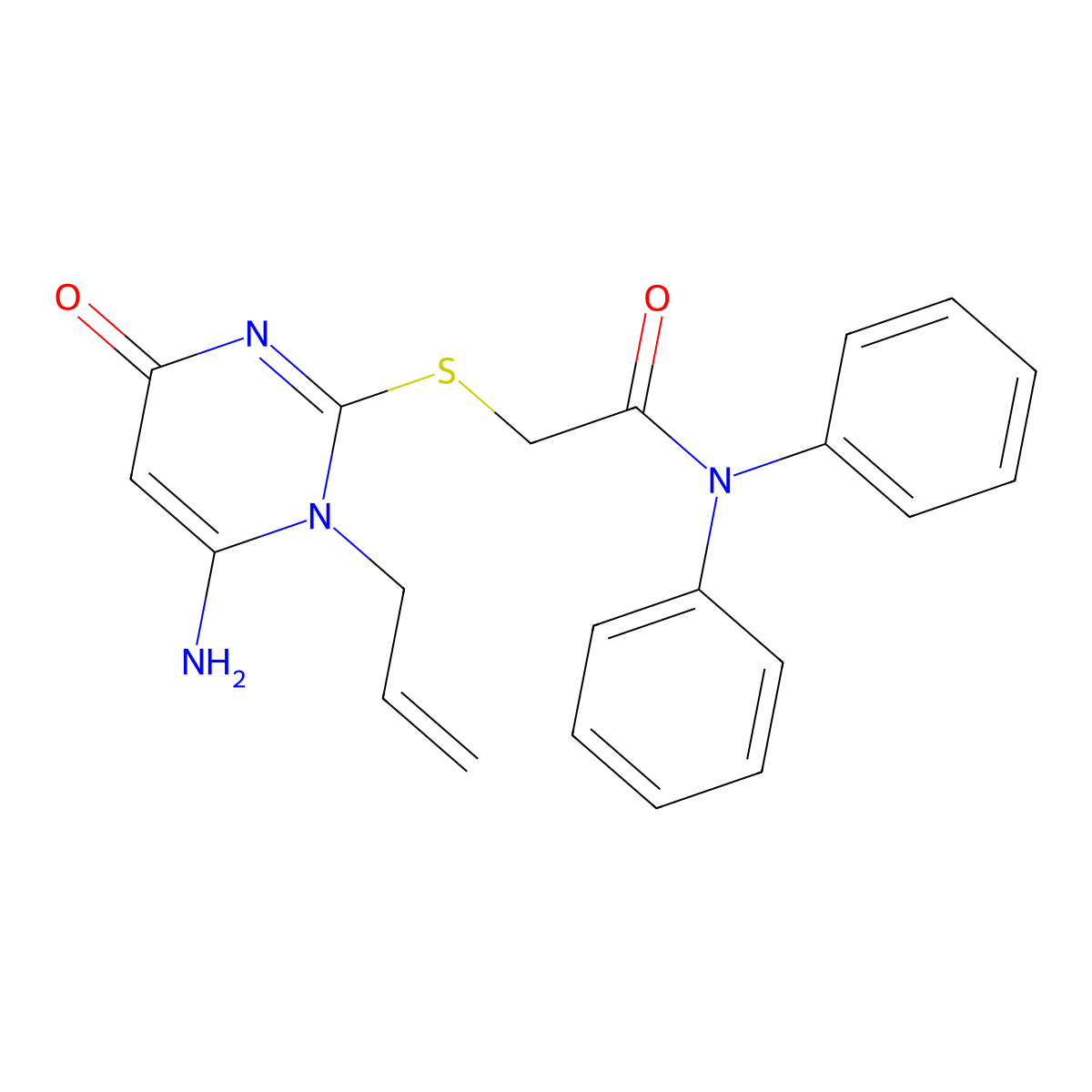 2-(6-amino-4-oxo-1-prop-2-enylpyrimidin-2-yl)sulfanyl-N,N-diphenylacetamide molecular structure, CAS 701949-55-5