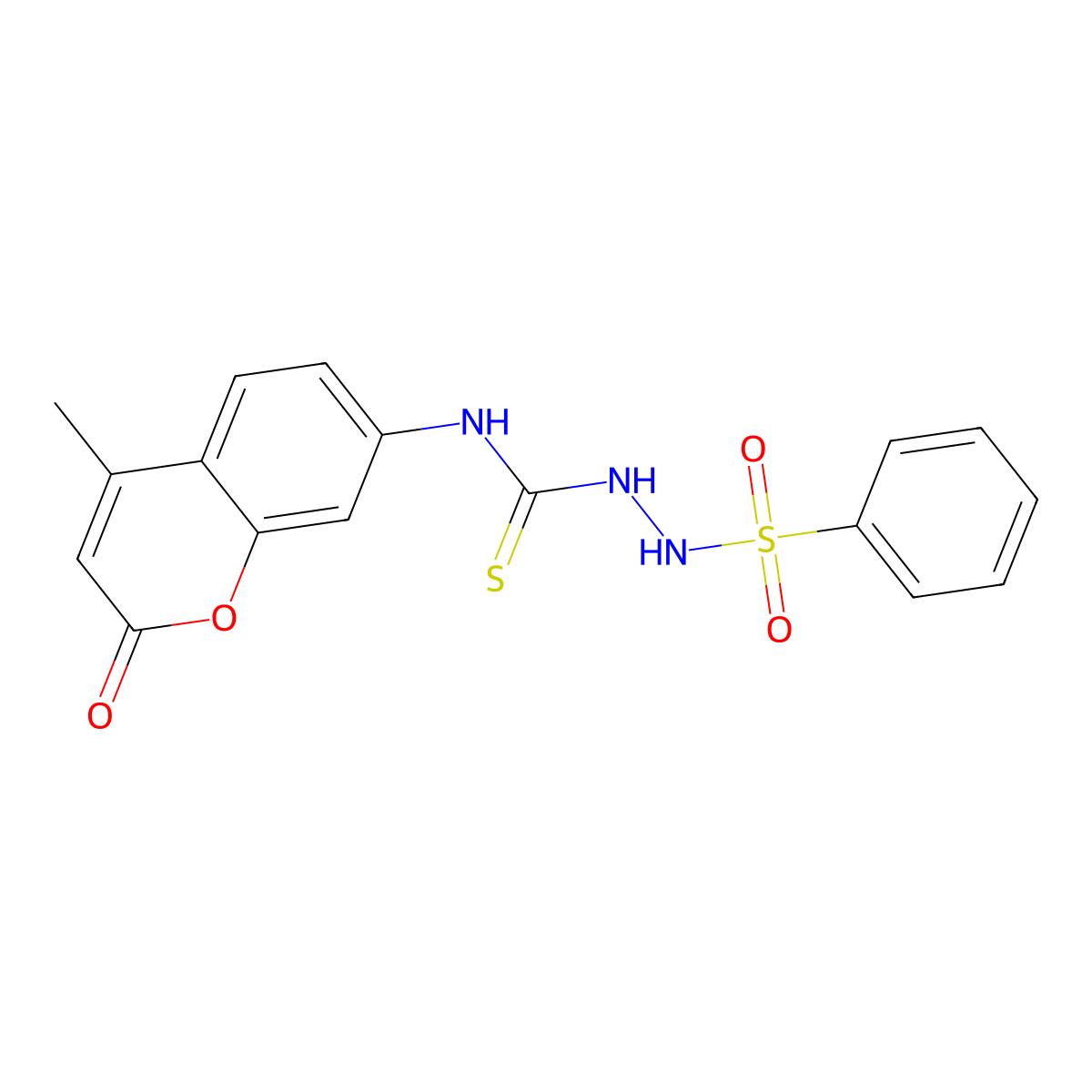 1-(Benzenesulfonamido)-3-(4-methyl-2-oxochromen-7-yl)thiourea molecular structure, CAS 701949-56-6