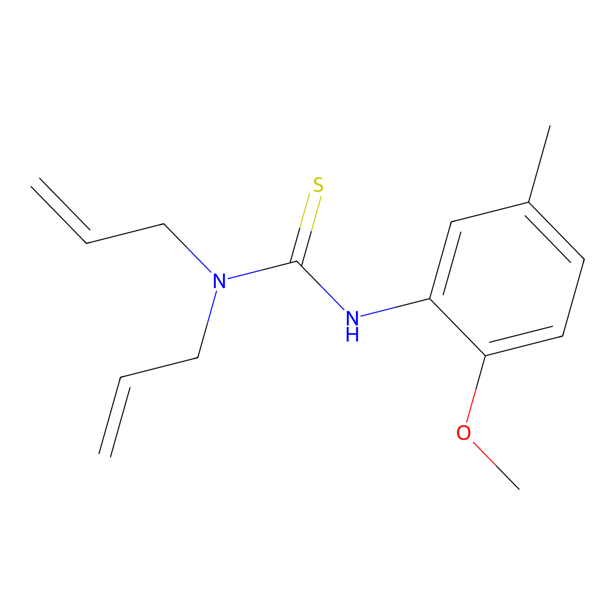 3-(2-Methoxy-5-methylphenyl)-1,1-bis(prop-2-enyl)thiourea molecular structure, CAS 701949-83-9