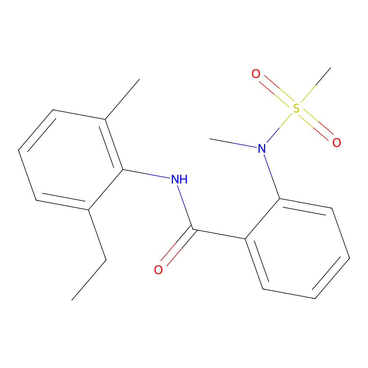 N-(2-ethyl-6-methylphenyl)-2-[methyl(methylsulfonyl)amino]benzamide molecular structure, CAS 701949-91-9