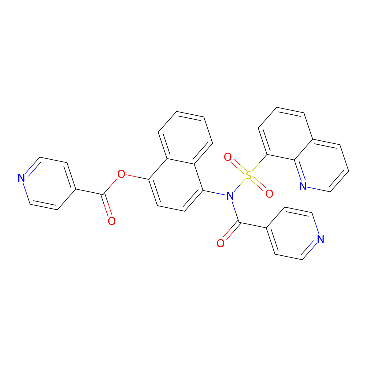 4-[(4-Pyridinylcarbonyl)(8-quinolinylsulfonyl)amino]-1-naphthalenyl 4-pyridinecarboxylate molecular structure, CAS 701950-00-7